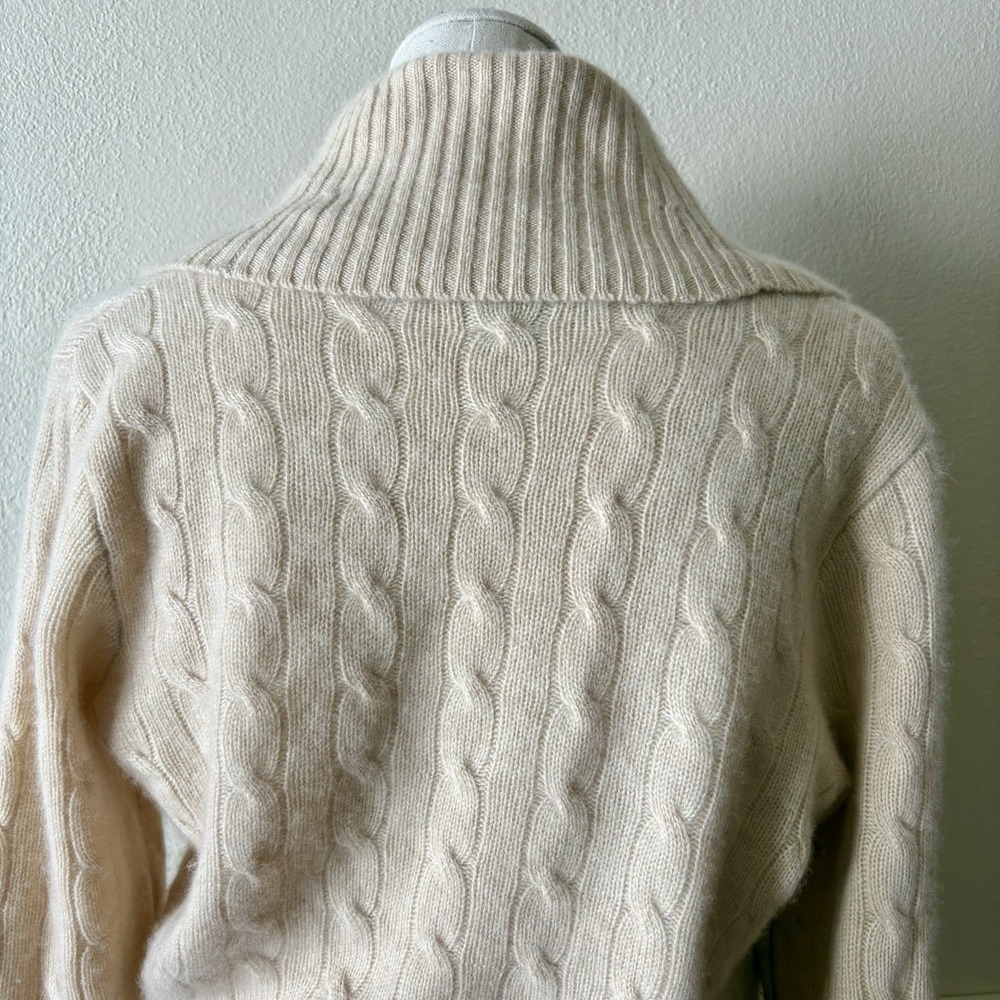 Ralph Lauren Black Label cashmere wraparound shawl collar cablenknit sweater - Picture 6 of 12